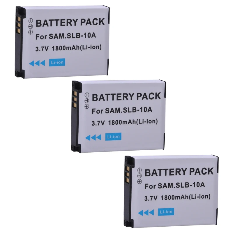 1800mAH SLB-10A SLB10A SLB 10A Battery for Samsung PL50 PL60 PL65 P800 SL820 WB150F WB250F WB350F WB750 WB800F WB500 Camera