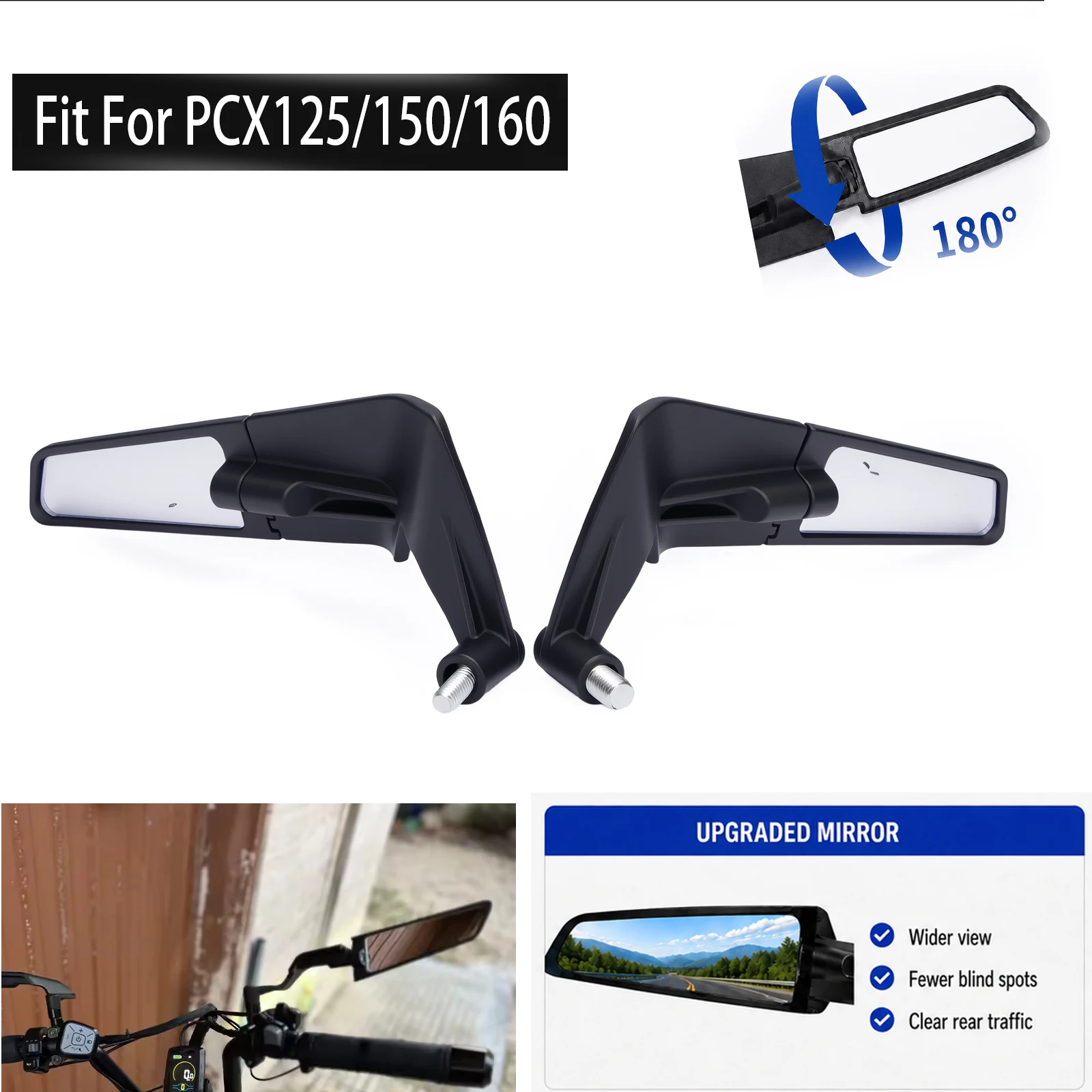 Fit for 2013 - 2025 HONDA PCX125 PCX150 PCX160 Motorcycle Winglets Mirrors PCX 125 160 150 Rearview Side Mirror 2024 2023 2021