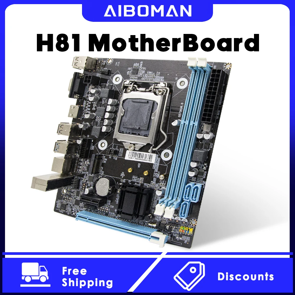 AIBOMAN Motherboard Colorful H81M-K PLUS V23B (LGA1150, H81, DDR3, USB3.0) RED BLACK VERSION DDR3 RAM SUPPORT