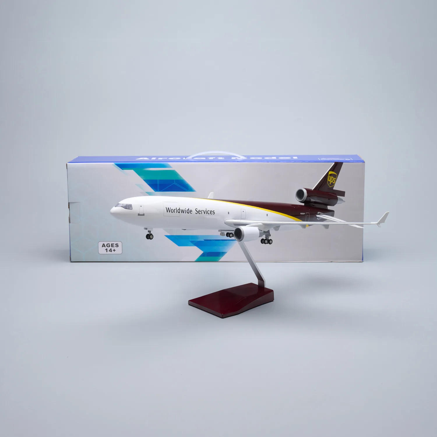 1/130 Scale MD-11 Cargo Series Diecast Resin Airplane Model Kit with Stand for Aviation Enthusiasts Gift or Collection display
