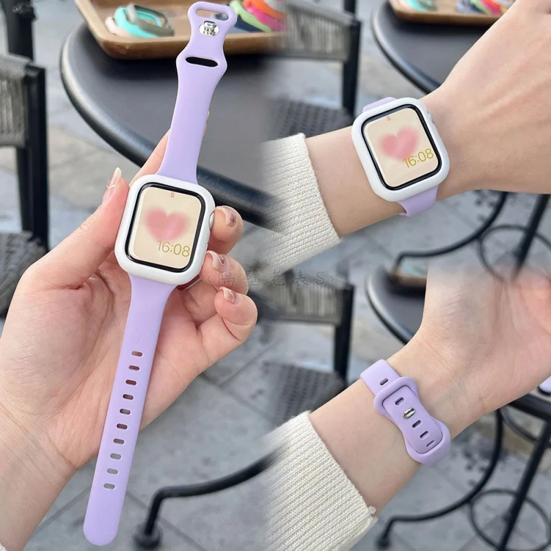 Applicable en silicone avec sensation de peau intégrée, petite taille, bracelet de sport, 8 montres, automne et hiver, 10