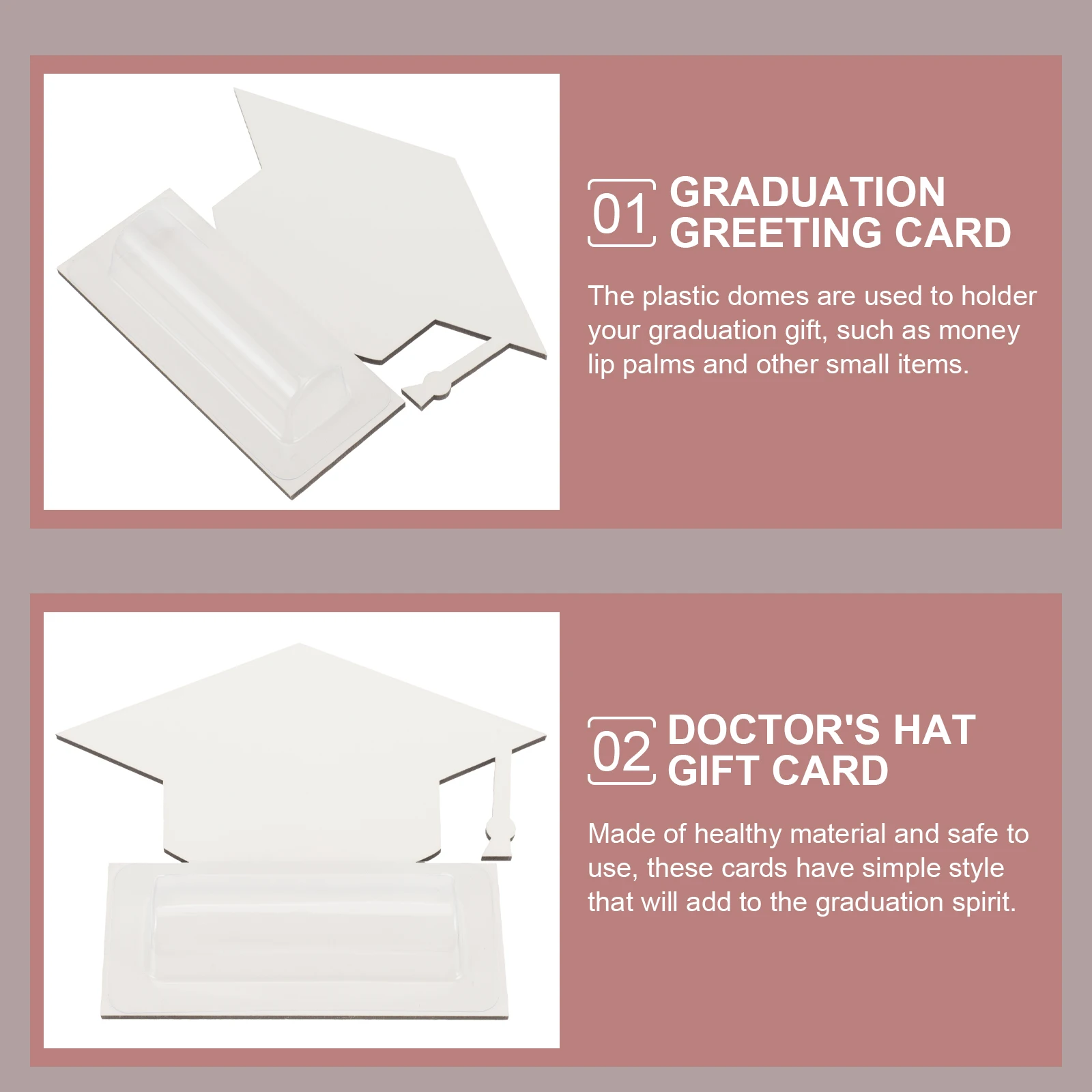 

2Pcs Graduation Cap Gift Cards Sublimation DIY Money Holder Note Cards Clear Plastic Lip Balm Pouch Blessing Festival Card