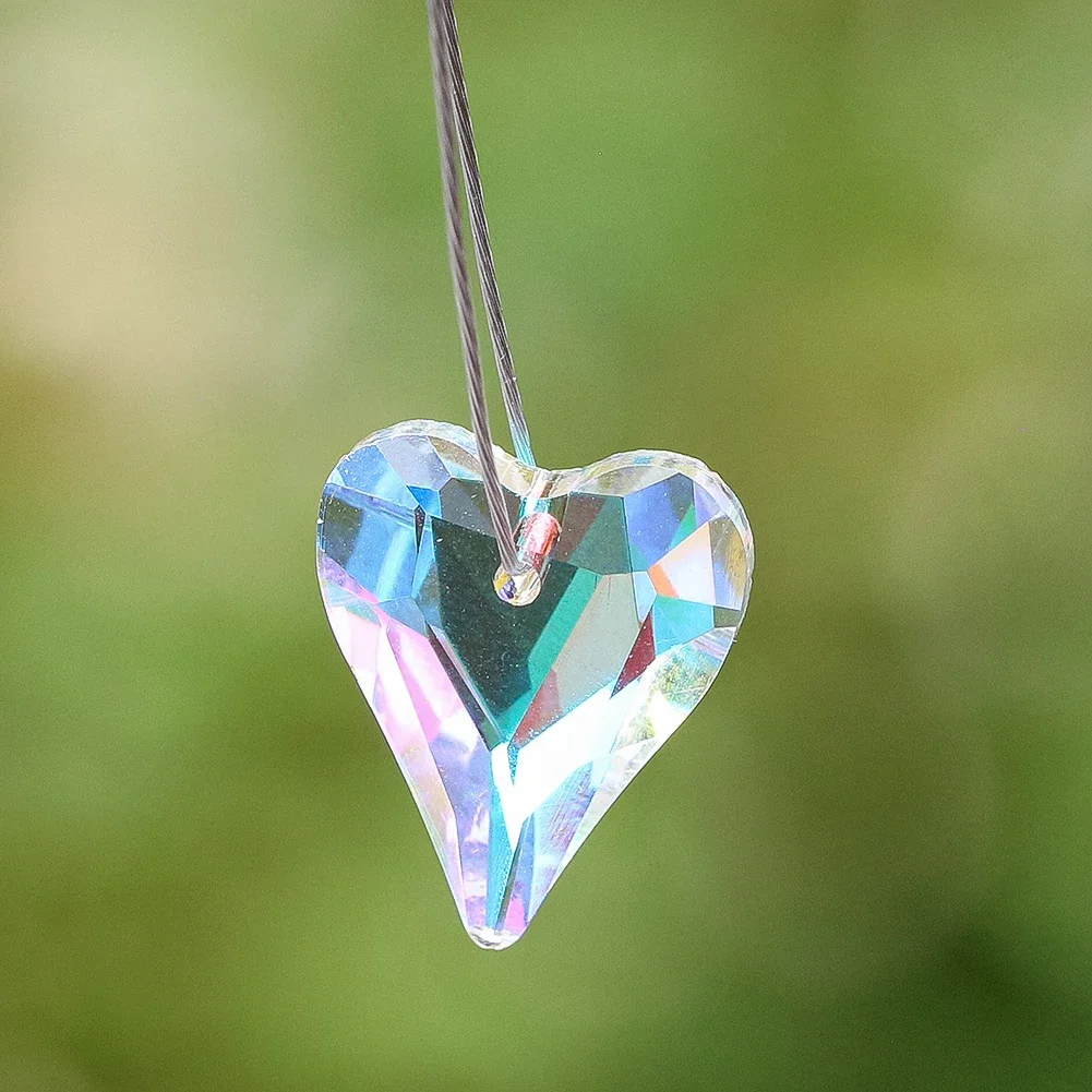 5Pcs 17mm Long Point Peach Heart Shape Pendant Synthetic Crystal Glass Beads DIY Jewellery Accessories Decorations