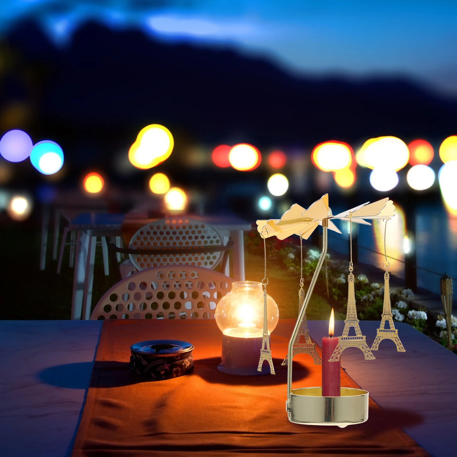 

Rotatable Holder Iron Material Lightweight Design Christmas Atmosphere Tabletop C Decorative Display Rack Party