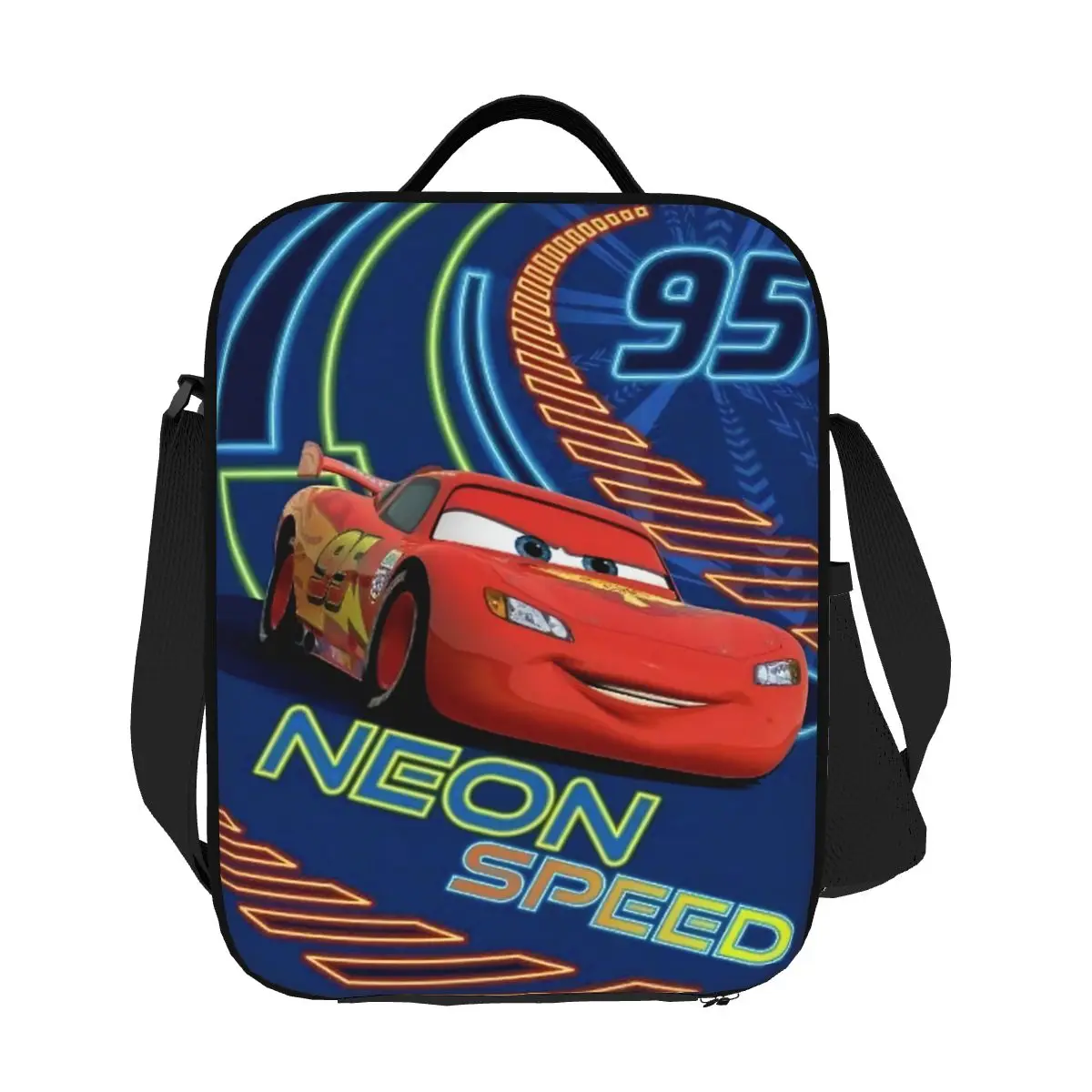 Custom Neon Speed Lightning McQueen Lunch Box for Women Cooler Thermal Food Insulated Lunch Bag School Children Student