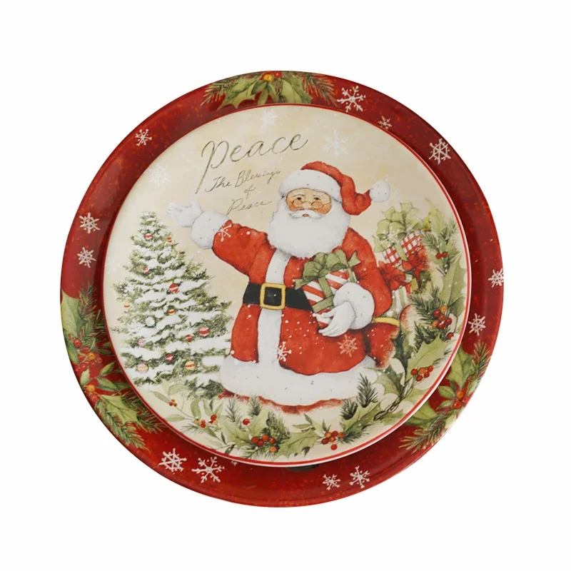 

European and American Festive Christmas Scene Ceramic Solar Term Western Cuisine Plate Santa Claus Steak Plate Ceramic Plate