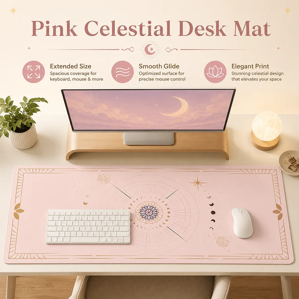 Celestial Star Moon Mouse Pad Large Extended Desk Mat Smooth Surface Non Slip Base for Keyboard Computer Office Gaming Gifts