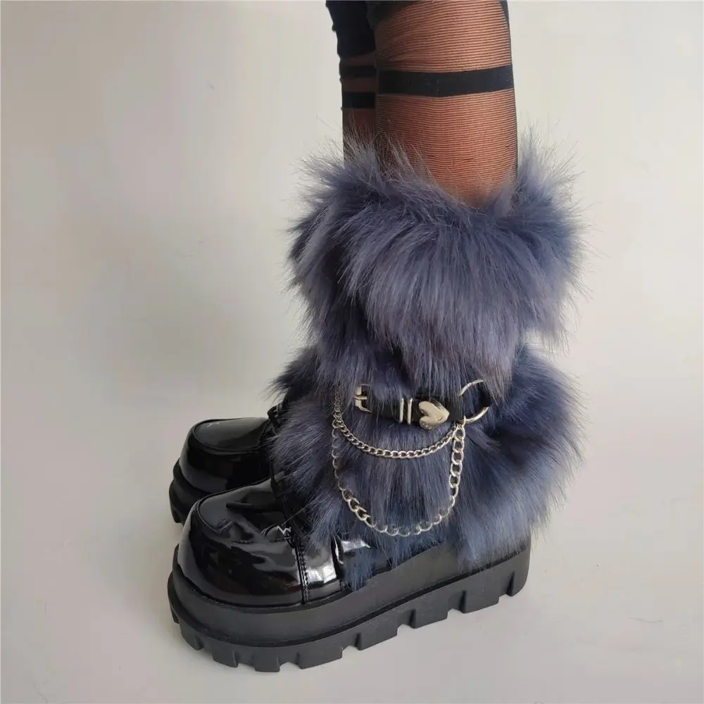 

Vintage Y2K Winter Leg Warmers Harajuku Kawaii Furry Leg Warmers Foot Cover Lolita JK Long Stockings Streetwear