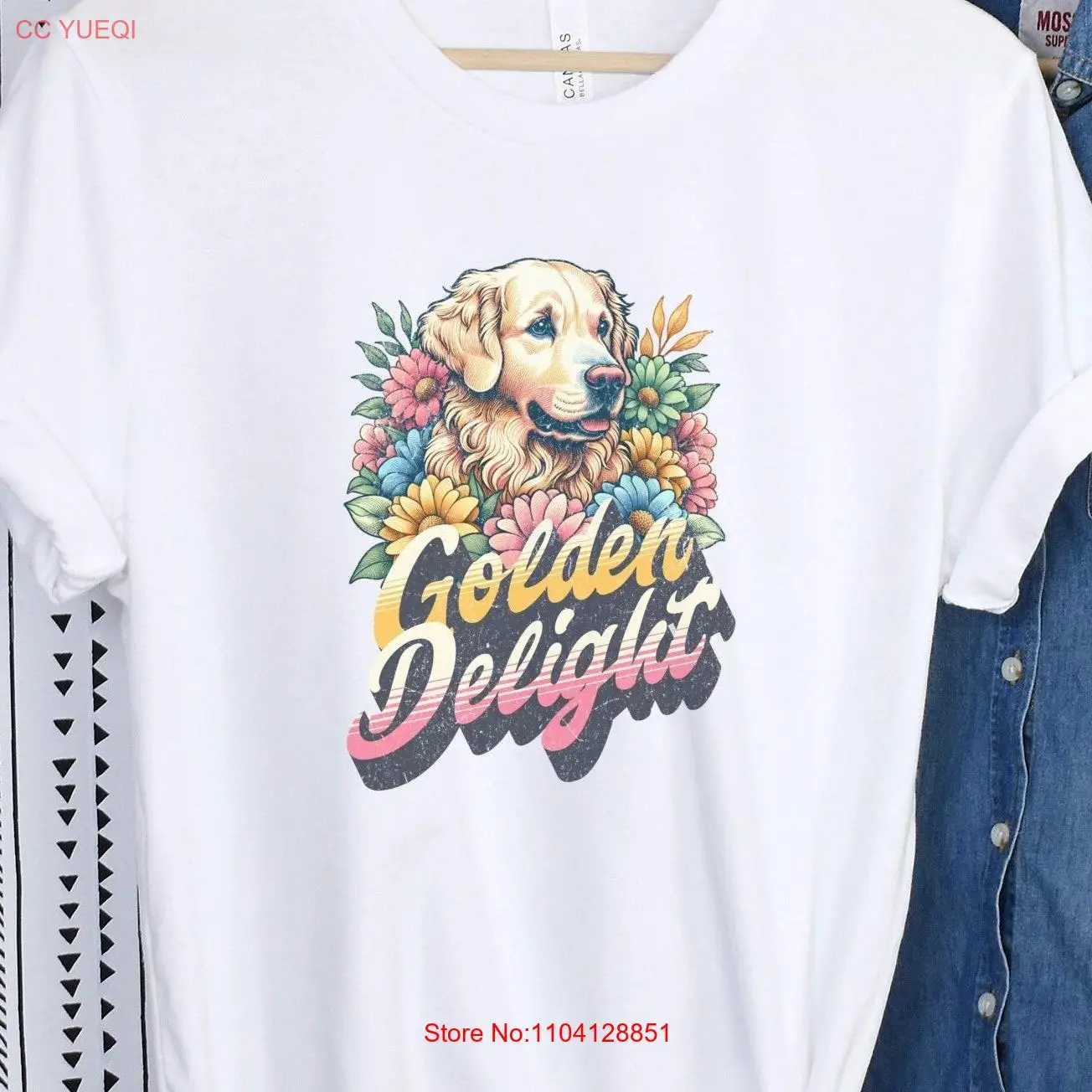 

Retro Golden Retriever T Shirt Dog Lover Trendy Mom Parent long or short sleeves