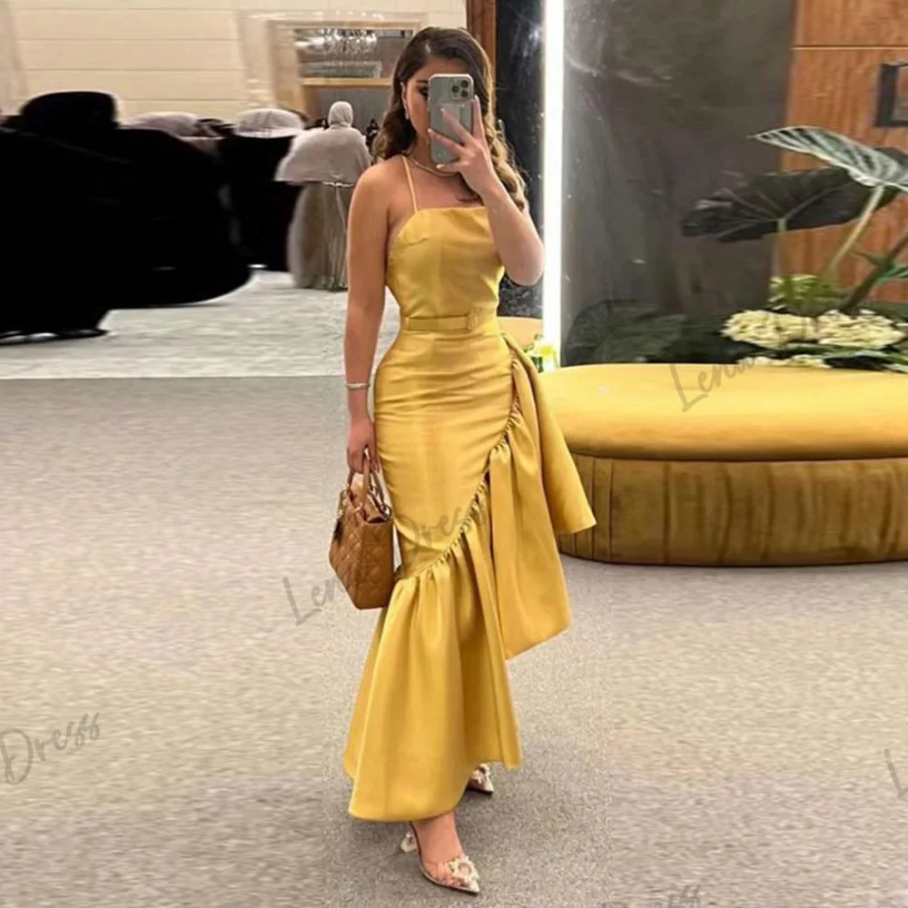 Gold Evening Luxury Dress 2024 Fish Tail Ruffles Gala Dresses 2024 Lena Strapless Elegant Party Dresses for Women Luxury Prom