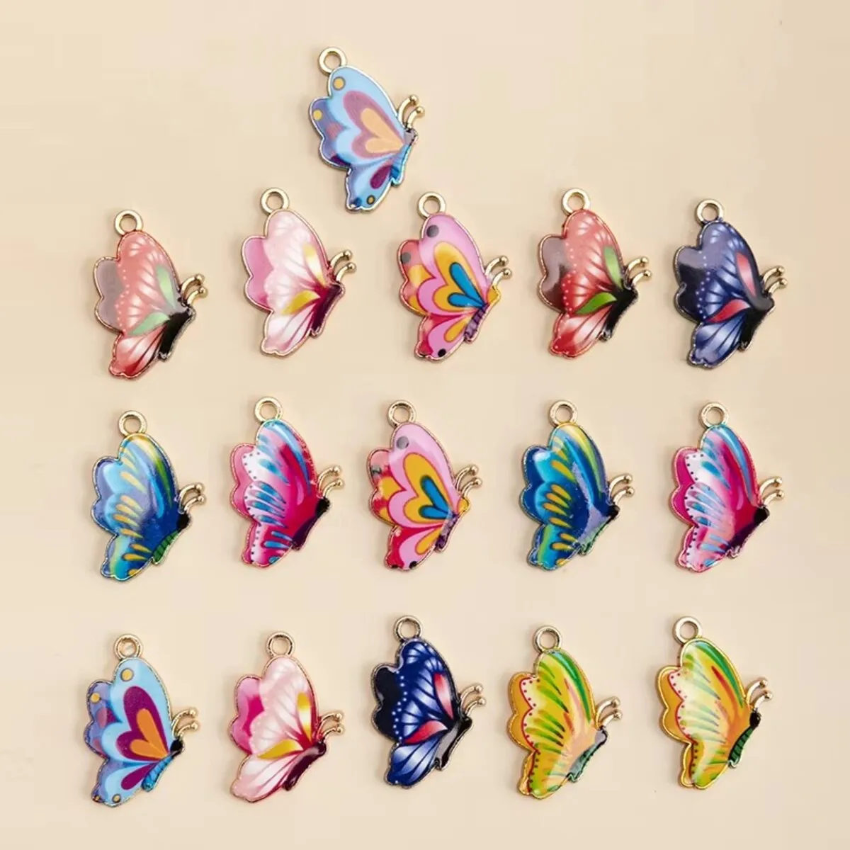 16pcs/lot Mixed Enamel Butterfly Charms Insect Alloy Pendant DIY Earrings Necklace For Jewelry Making Accessories