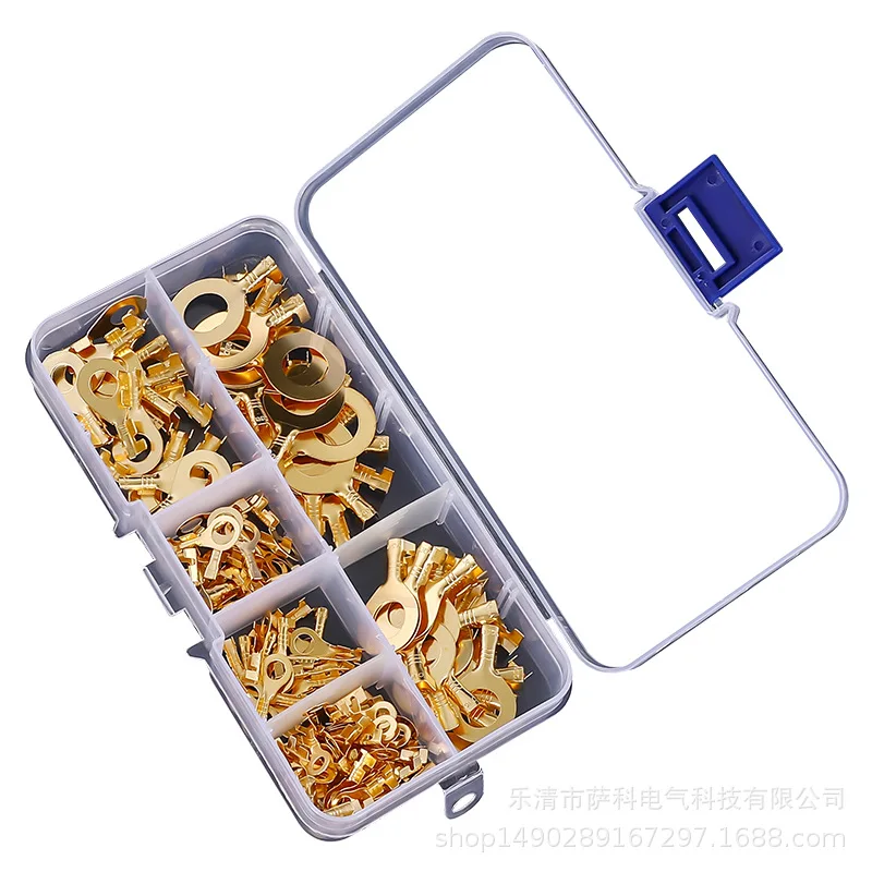 Gold Insulated Copper Ring Crimping Terminal Wire Connector Electrical Kit Waterproof Round Grounding Lug