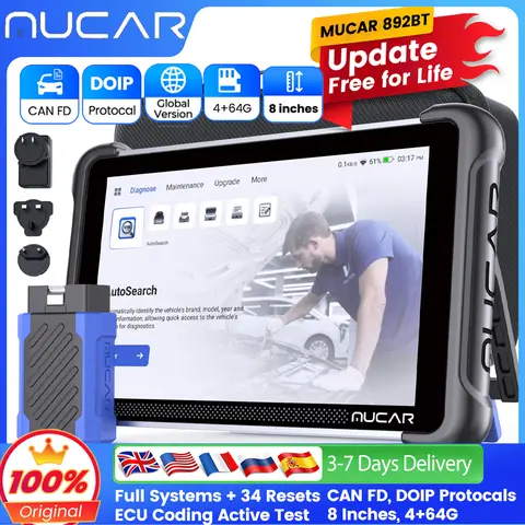 평생 무료 업데이트 MUCAR 892BT OBD2 스캐너 CANFD&DOIP 양방향 진단 도구 전체 시스템 34 리셋 ECU 코딩