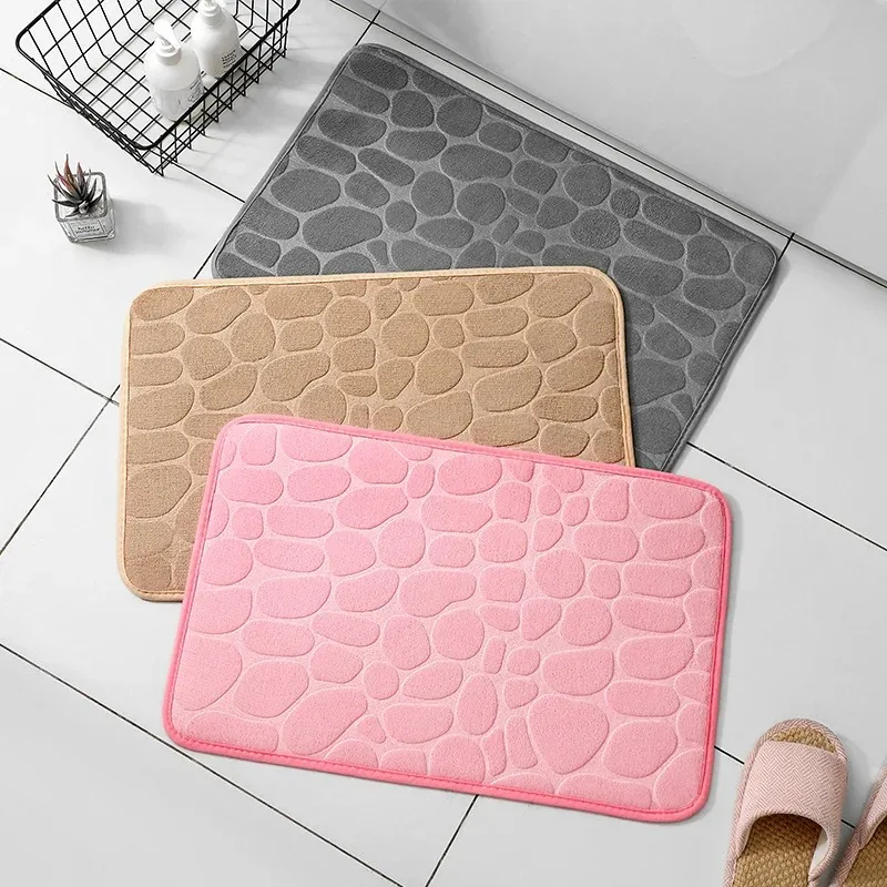 

Mat Pebble Embossed Coral Velvet Bathroom Non Slip Mat Household Quick Drying Small Carpet Machine Washable Home Floor Rugs