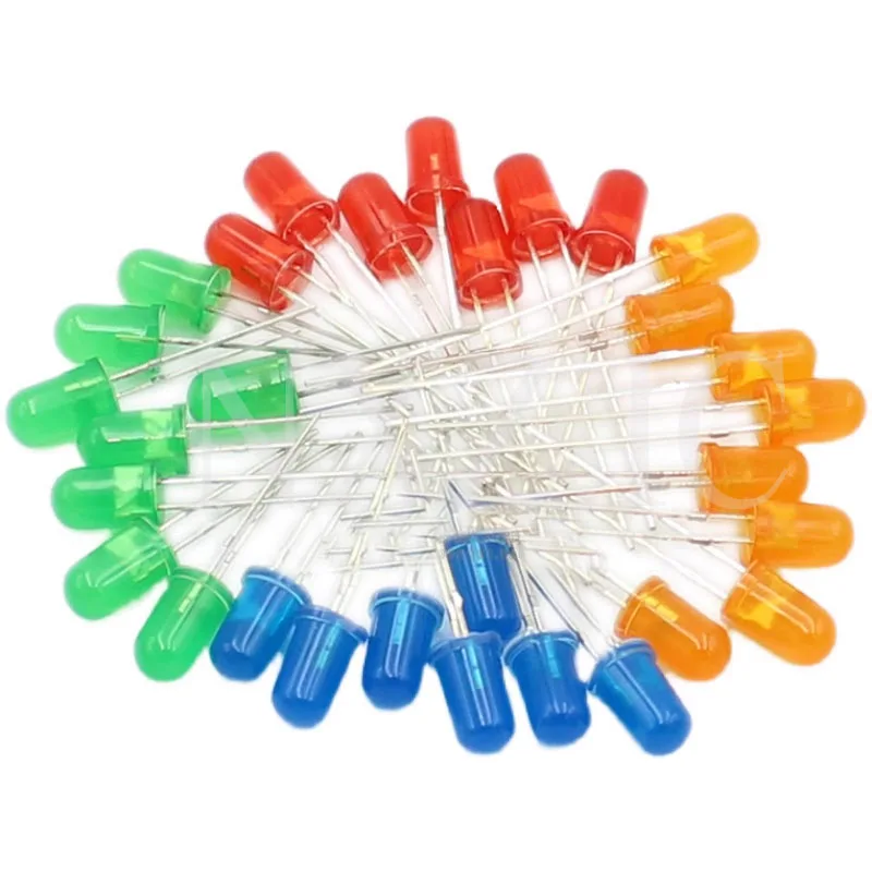 100PCS F5 LED Diode 5MM Assorted Kit White Green Red Blue Yellow Orange Pink Purple Warm White DIY kit Light Emitting Diode bxv