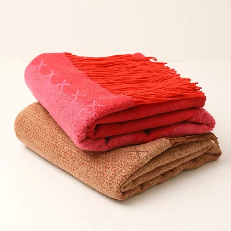 Pure Patchwork Blanket, In-Stock Wholesale, Long-Fringe Large-Size Throw Blanket