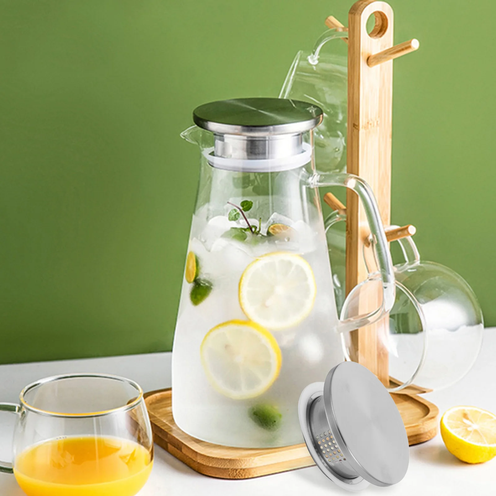 

2pcs Stainless Steel Filtering Pitcher Lid Dual Water Outlet For Tea Residue Straining Household Kitchen Jug Accessories Cool
