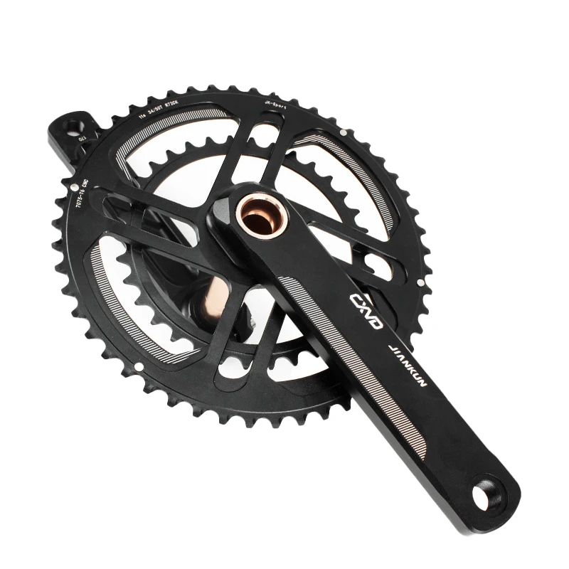 Custom Double Disc Bike Crank Set With BB Road Bicycle Folding Bike Hollow One Piece Bicycle Crank