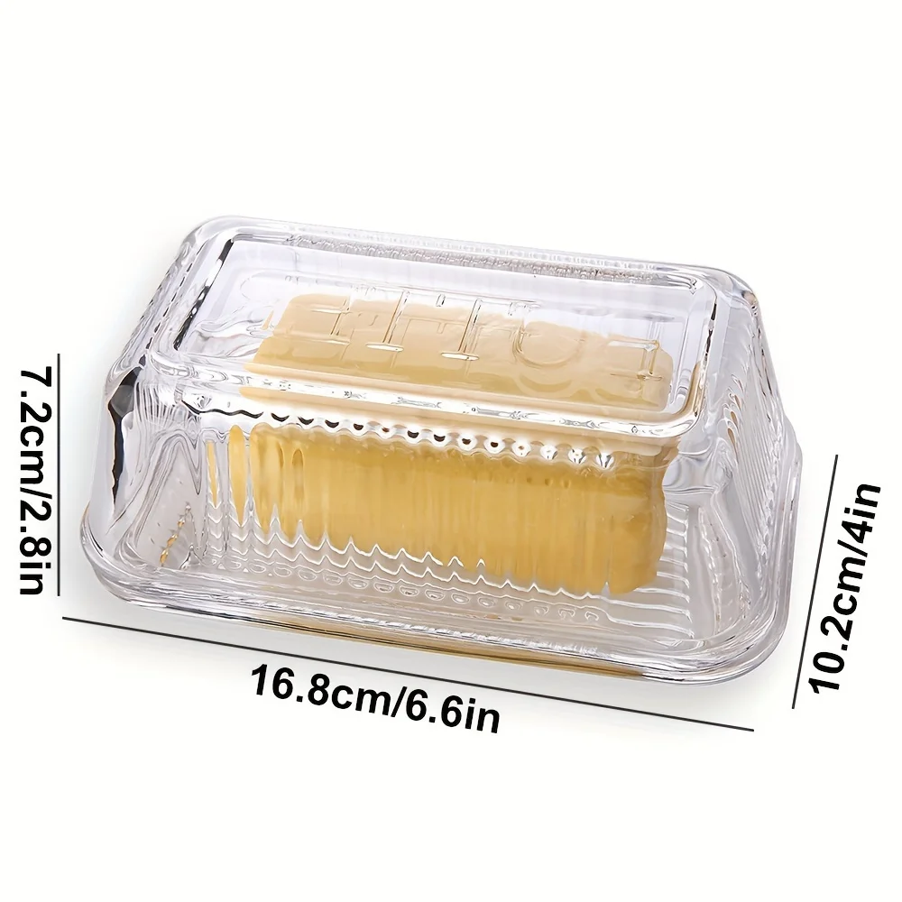 Creative Clear Butter Dish With Lid Cake Cheese Decoration Box Multifunctional Food Storage Vintage Glass Butter Holder Containe