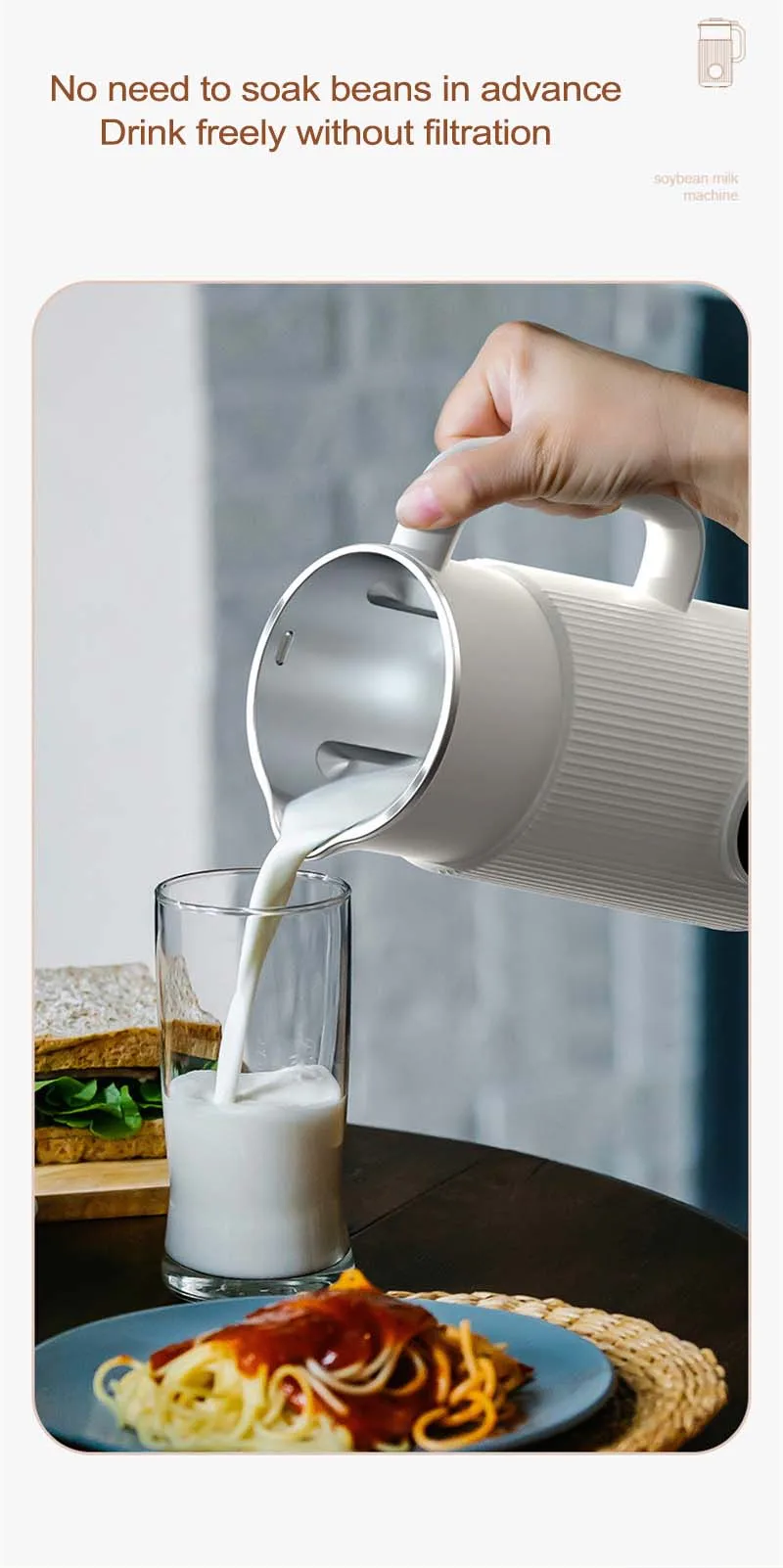 Soymilk Blender Corn Juice Extractor Juicer Soya Bean Milk Machine Boiler Baby Food Stew Cooker Rice Cereal Mixer Grain Grinder