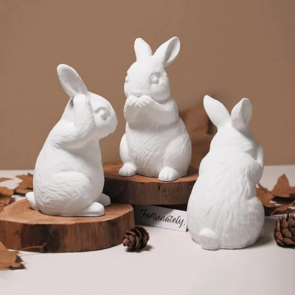 Moules en résine Hear-no Rabbit, 3 pièces, transparents, sans parler, sans lapin, mignons, animaux 3D, pour l'artisanat en résine époxy