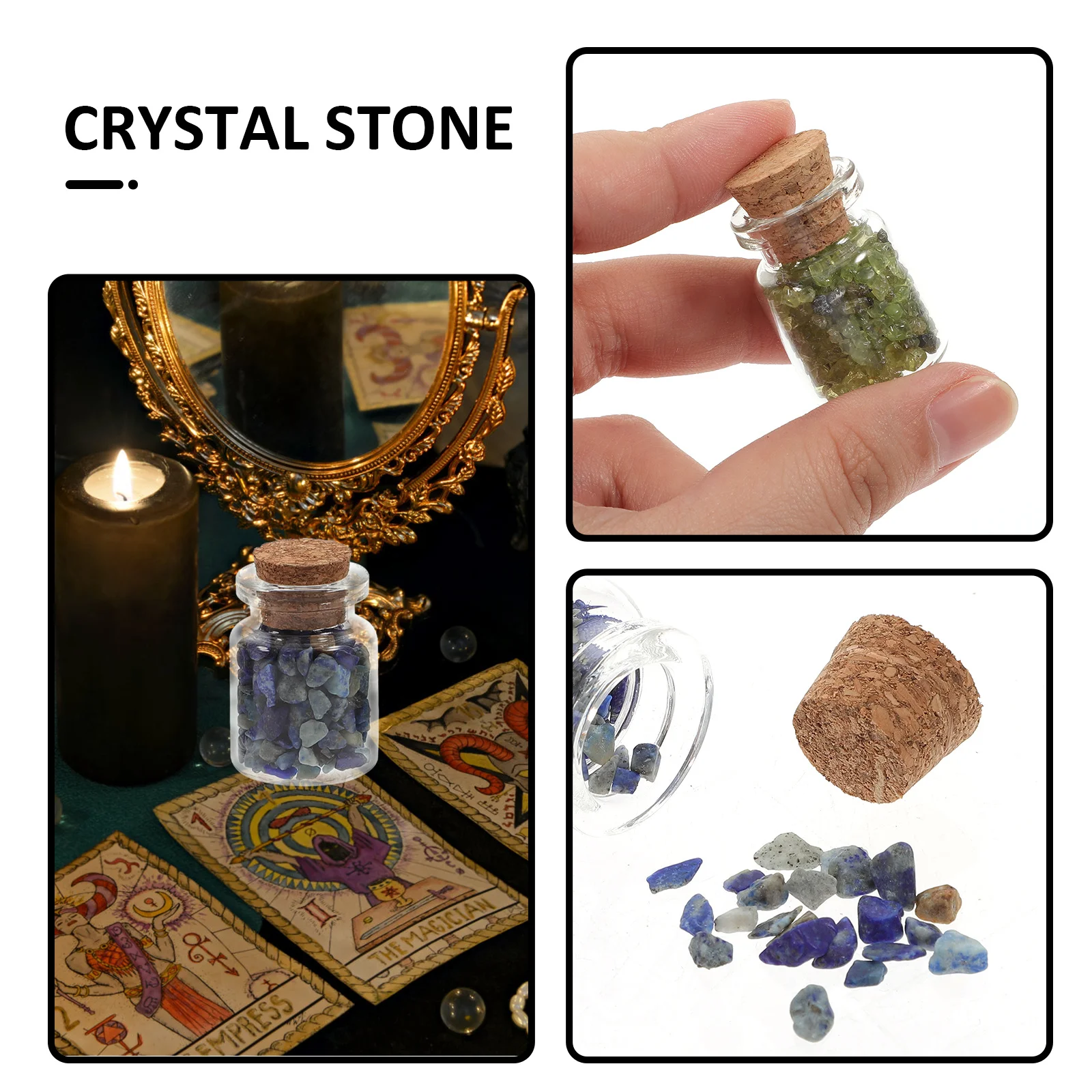 

10 Bottles Crystal Chips Mini Gemstones Set Creative Wishing Bottles Kit for Holiday Gifts Meditation Home Office Decor