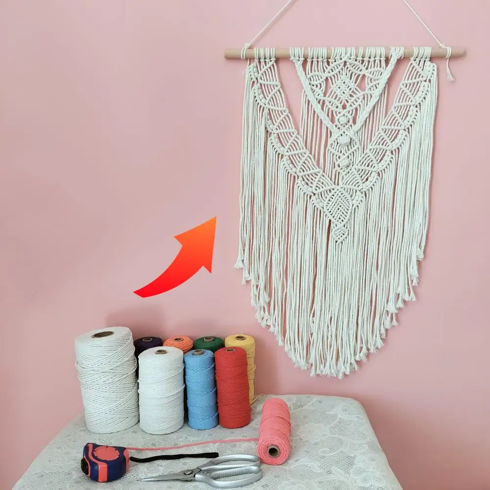 

Twisted Cotton Cords Colored Macrame Rope Boho Wall Hanging Tapestry Making Thread DIY Easy Crafting Ideas With PDF Instructions