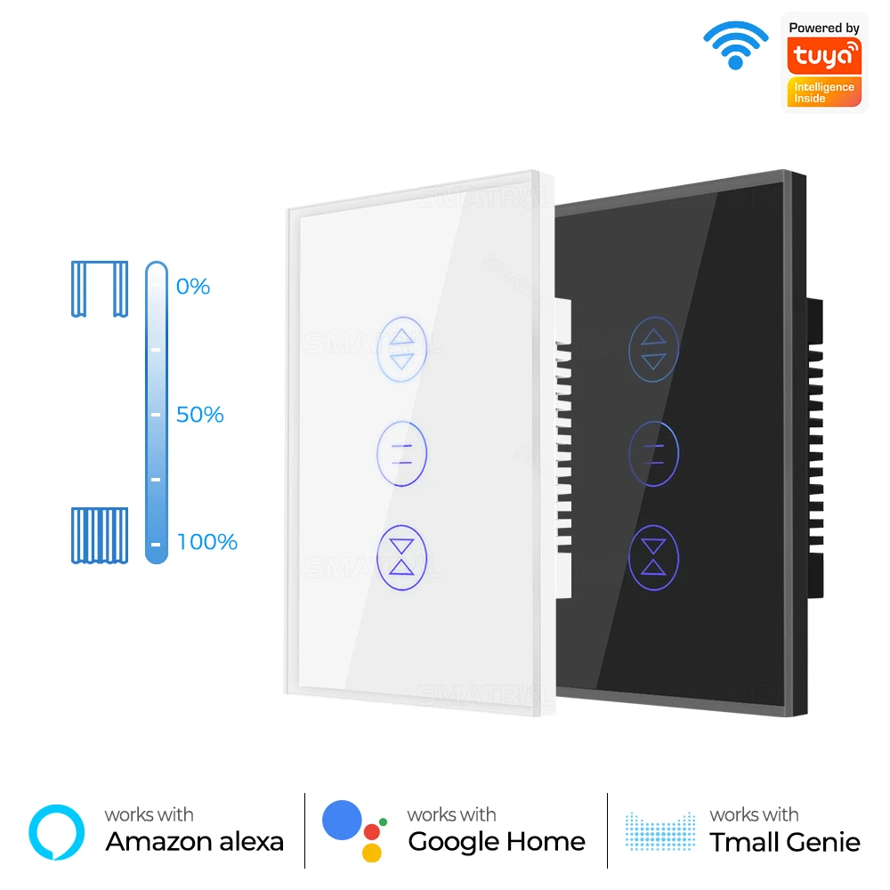 

Tuya Smart WiFi Touch Curtain Switch Electric Motorized Roller Shutter Blinds US Brazil Wall Switch For Google Alexa Voice Timer