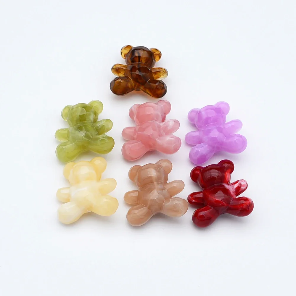 5 Pieces  30 * 32mm  Jelly Colored Small Bear Beads with Holes  DIY Makes Necklace, Bracelet, Clothing Accessories Materials