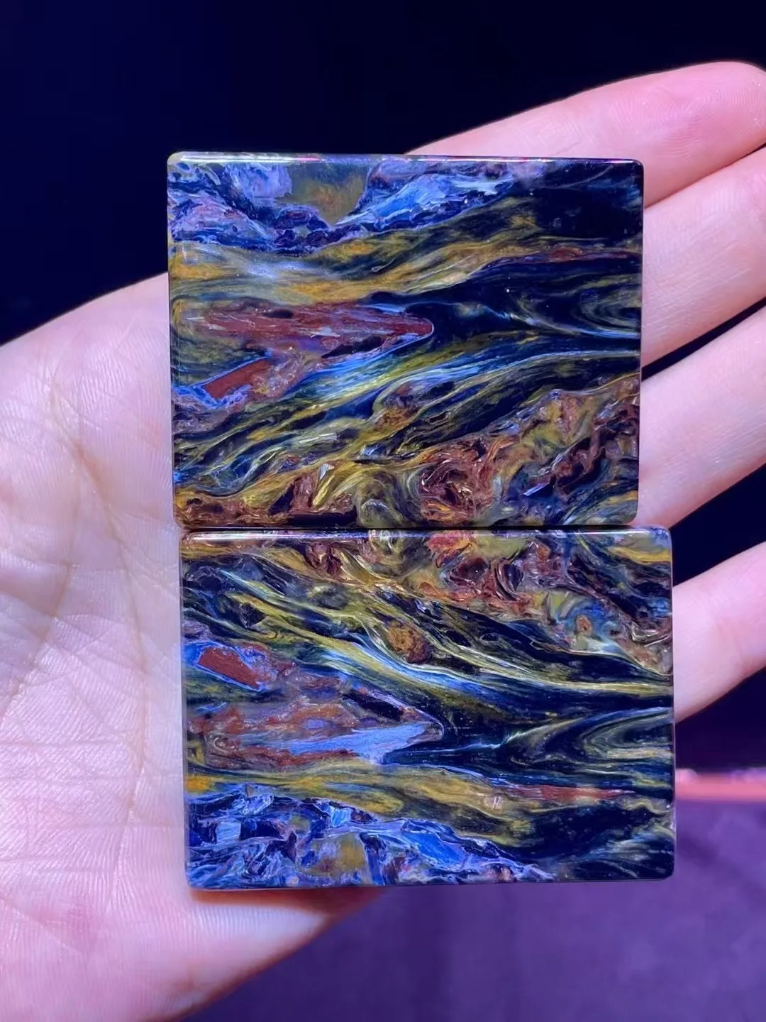 

Natural Blue Yellow Pietersite Pendant A Pair 52/40.3/8.2mm 55.4/40/7.2mm Women Men Pietersite Namibia Necklace Jewelry AAAAAA