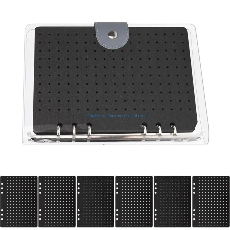 97QE Portable Sturdy Felt Pin Display Case with 6 Pages Stylish Brooch and Earring Organizers Accessory for Collectors