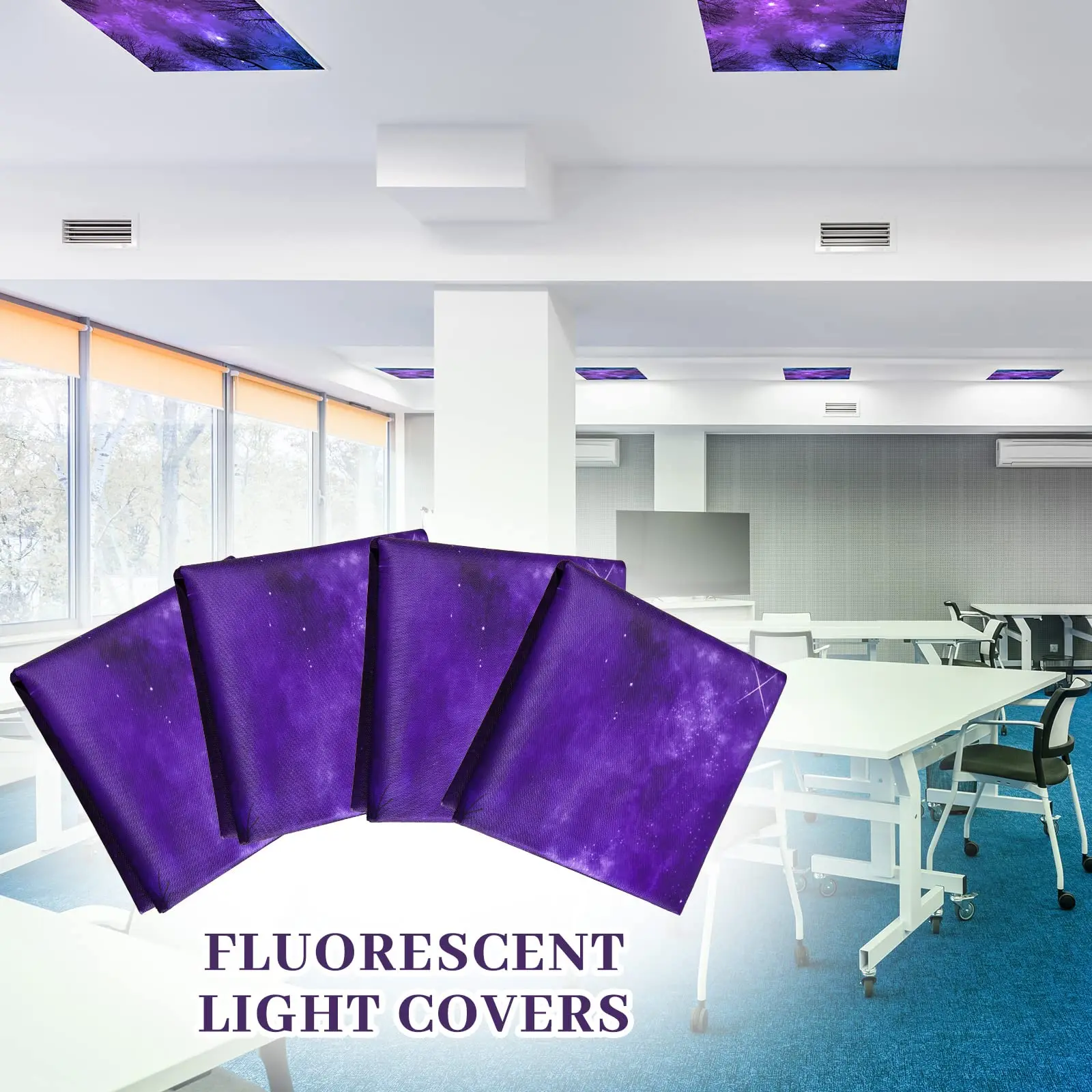 4 Pcs Fluorescent Light Covers-4 x 2 Feet Magnetic Light Filters,Ceiling Covers for Classroom Fluorescent Shade Hospitals School