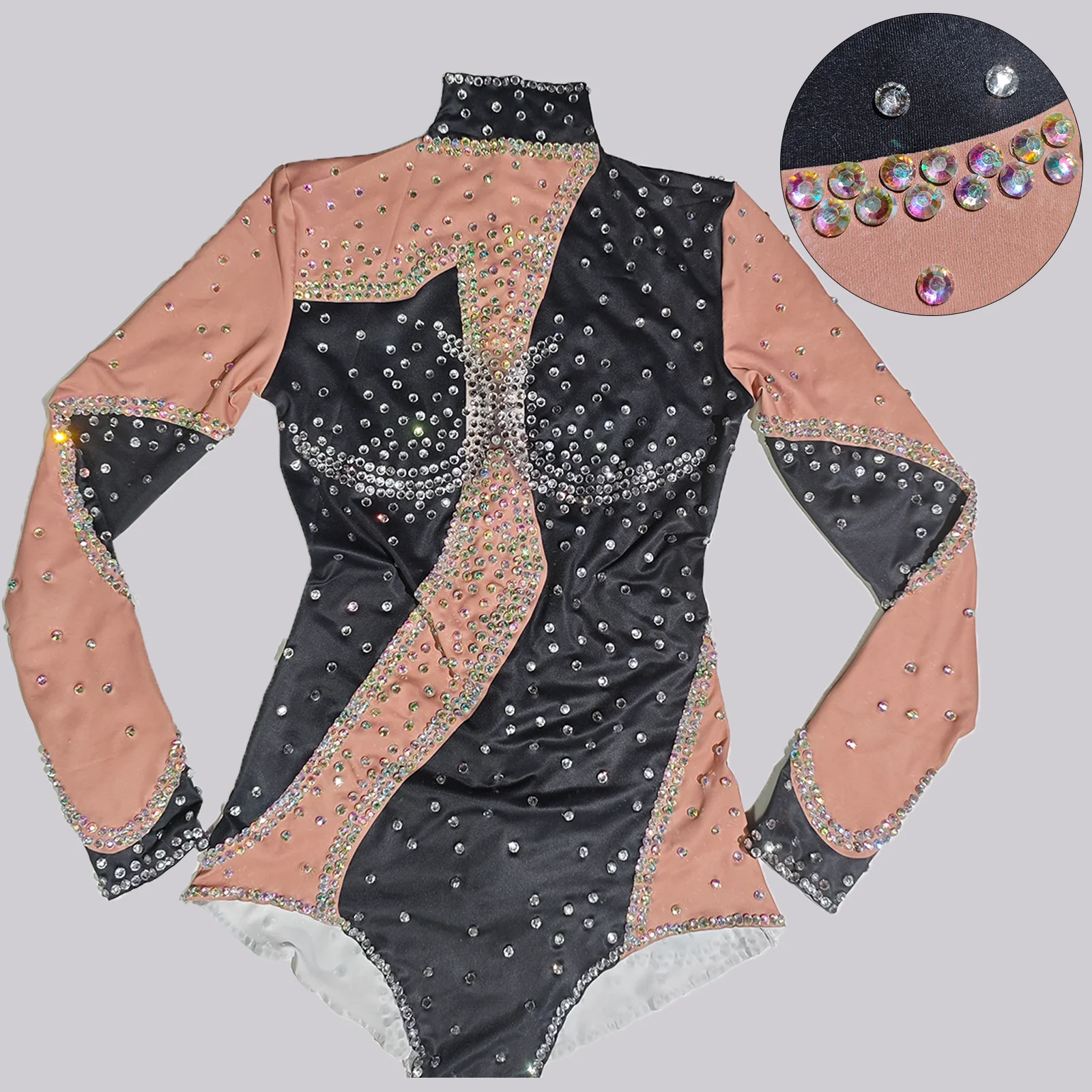 Ropa de escenario, traje de manga larga con diamantes de imitación blancos, disfraz de Drag Queen, artista femenino, club nocturno, GOGO, trajes de equipo de bailarines