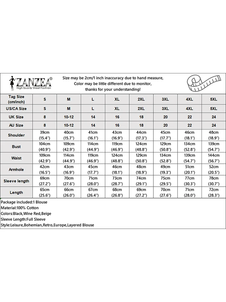 ZANZEA Autumn Women Tops Solid Cotton Blouse Lapel Long Sleeve Shirt Female O Neck Work Blusas Casual Loose Holiday Chemise