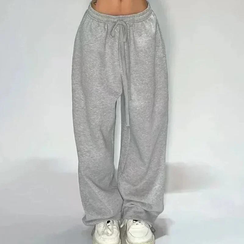 Deeptown Casual Gray Sweatpants Women Wide Leg Black Joggers Classic Baggy Streetwear Oversized Sports Female Trousers All-match