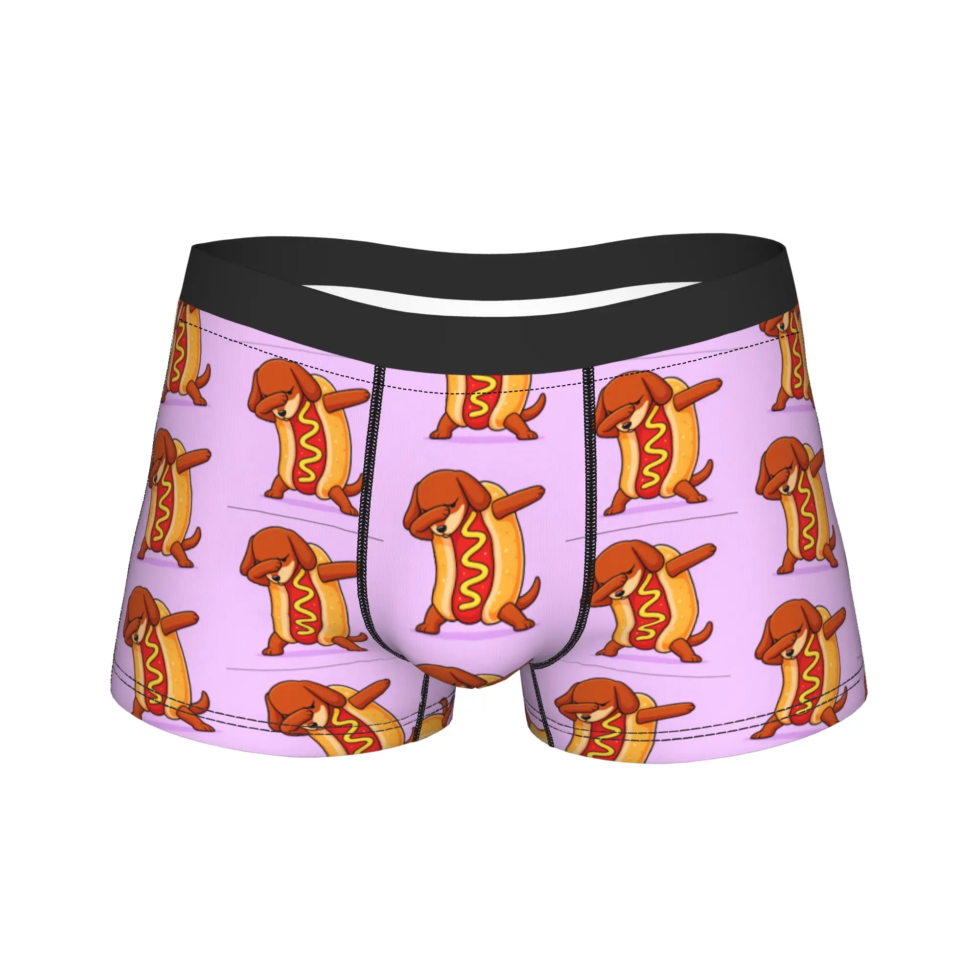 Dabbing Dachshund Hot Dog Hybrid Cartoon Graphic Boxer Shorts  Pouch Underwear Hot Sale Custom Boxer Brief Novelty Underpants