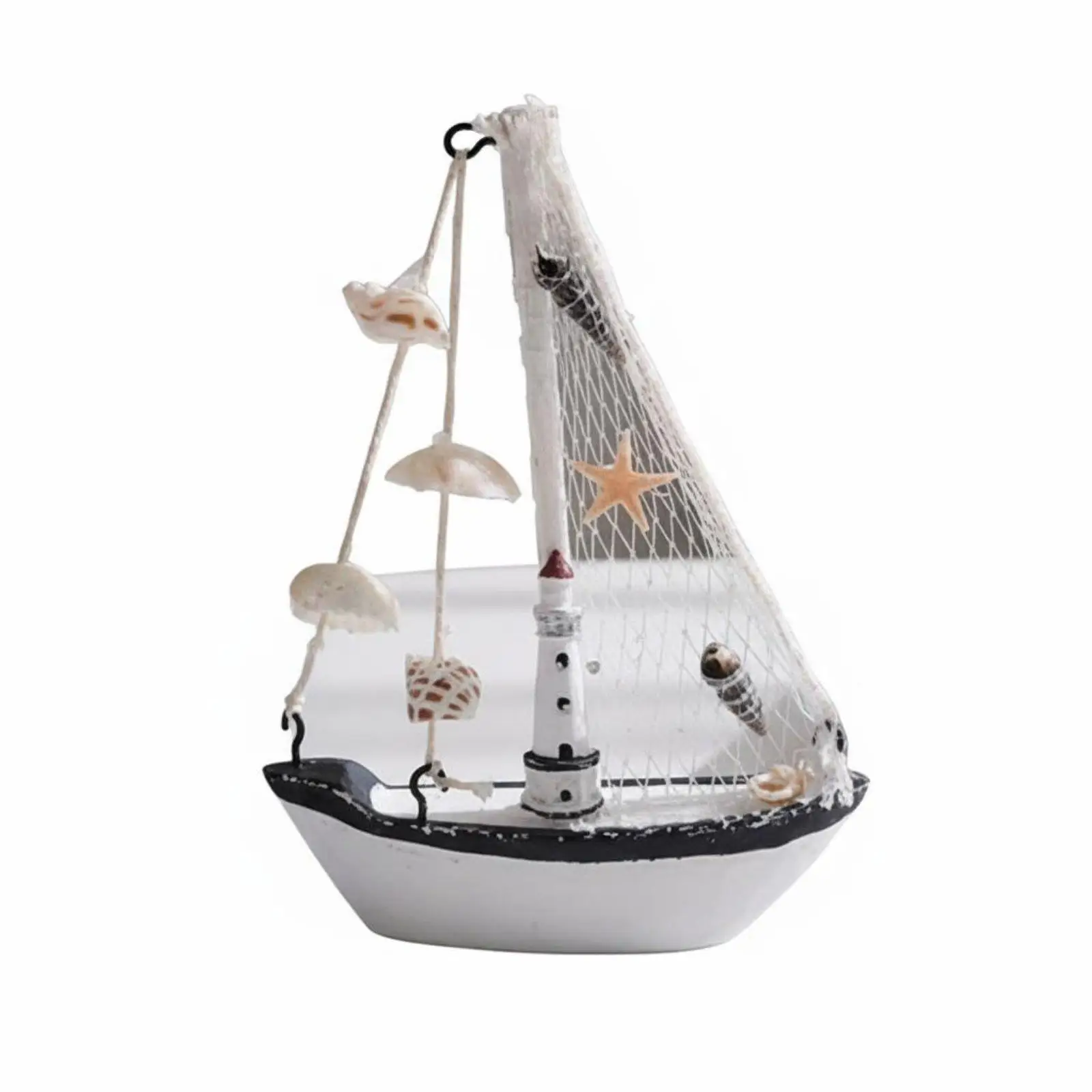 Wooden Ship Figurine Coastal Sailboat Decor Rustic Vintage Crackle Boat Model for Graduation Birthday Gift