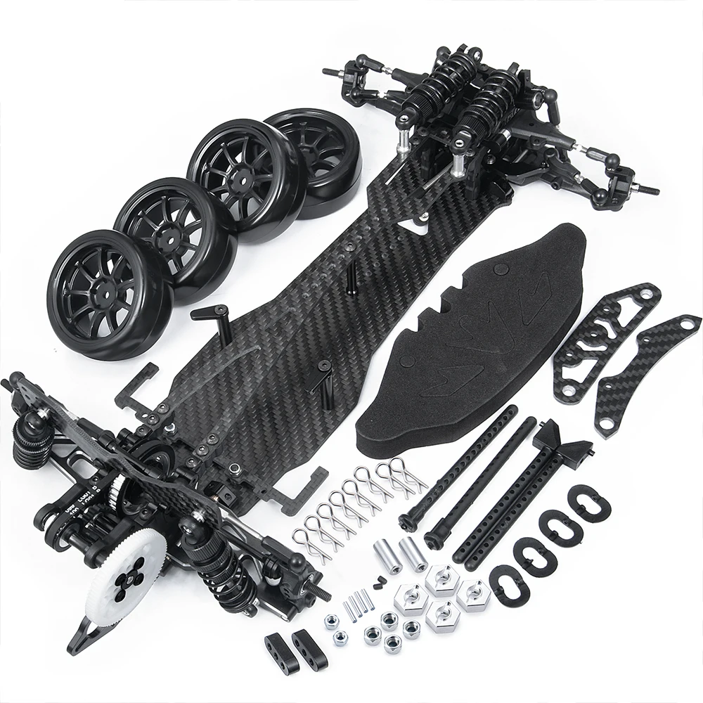 AXSPEED Alloy & Carbon Fiber Sakura D5S Frame Chassis Kit Remodel Belt Drive Upper Deck Adjustable Height for 1/10 RWD Drift Car