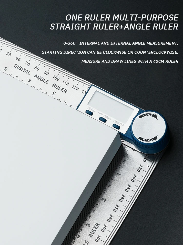 Two in One Digital Display Angle Ruler Multifunction Large Screen Display Plastic Protractor Caliper Vernier Caliper 1pc