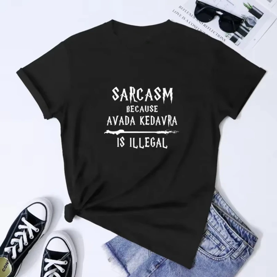 Wizard Magic T-Shirt Funny Unisex Nerd Reading Gift Shirt Sarcasm Because Avada Kedavra Is Illegal Top Sarcastic