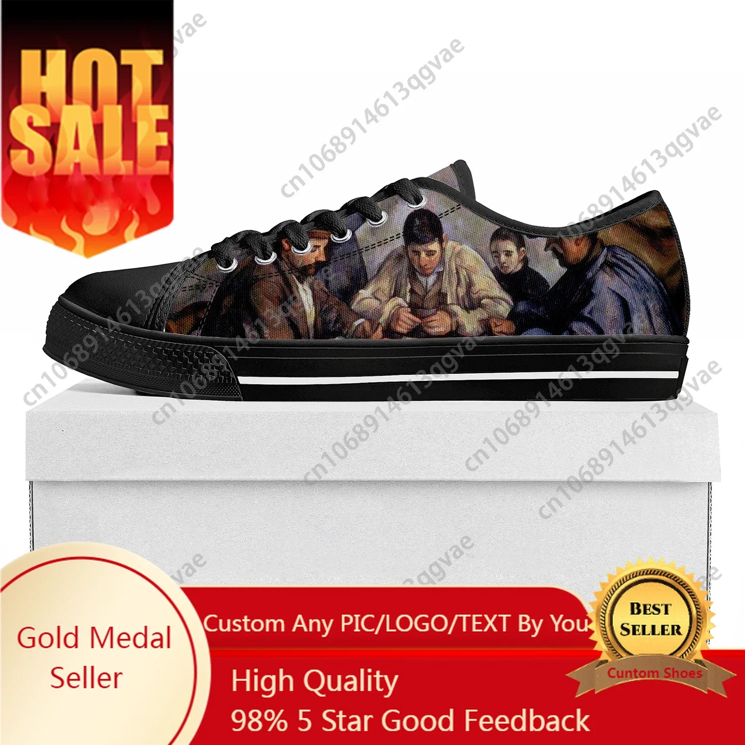 

Paul Cezanne The Card Players Low Top Sneakers Mens Womens Teenager High Quality Sneaker Canvas Casual Couple Customize Shoe