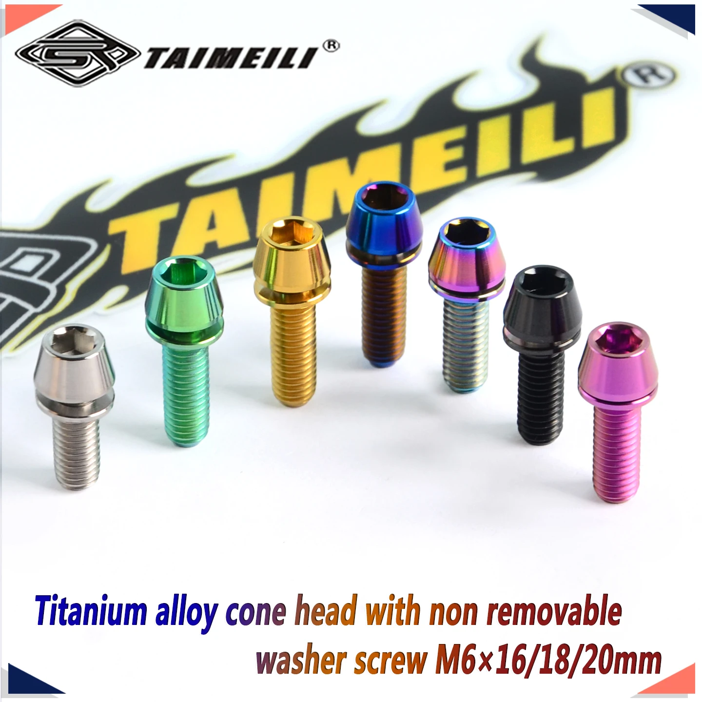 Titanium alloy bolt Conical screw with non removable gasket M6*16/18/20mm  bicycle brake bolts 1/2/4/8/10pcs