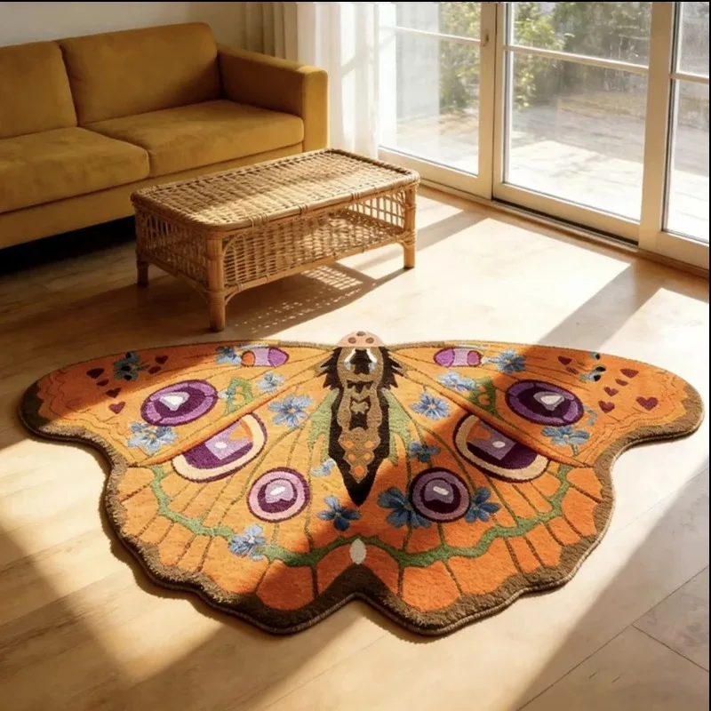 VIKAMA Alien Butterfly Rug Water Absorbent Cooling Sofa Floor Mat Easy Clean Living Room Home Decor Carpet
