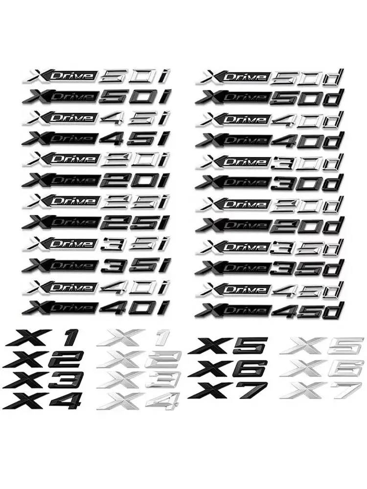 Emblemat na błotnik, znaczek na klapę bagażnika, naklejka z logo 3D Xdrive 20d 30d 35d 40d 50d 20i 25i 30i do BMW X1 X3 X4 X5 X6 X7, akcesoria samochodowe — 2