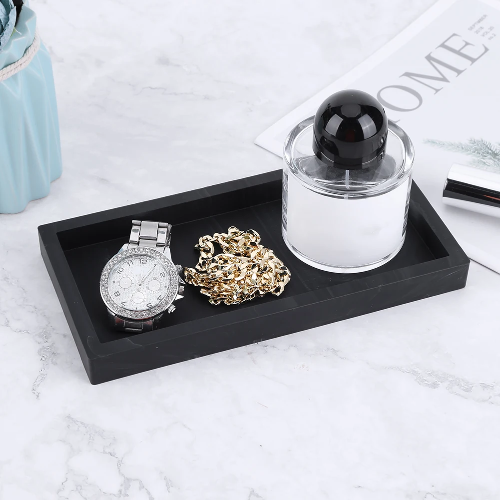 Nordic Imitation Marble Silicone Tray Bathroom Soap Dispenser Shampoo Perfume Storage Tray Countertop Dresser Vanity Tray