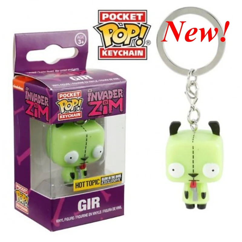 NEW!!! Funko POP Pocket Keychain Invader Zim Gir Action Figure Collection Limited Edition Model Toys for Birthday Gift Keychains