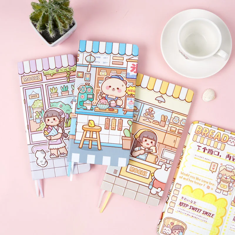 A6 Cute Anime Cartoon Agenda Planner Notebooks for Girls Diary Weekly Monthly Planner Grid Paper School Supplies Mini Notepads