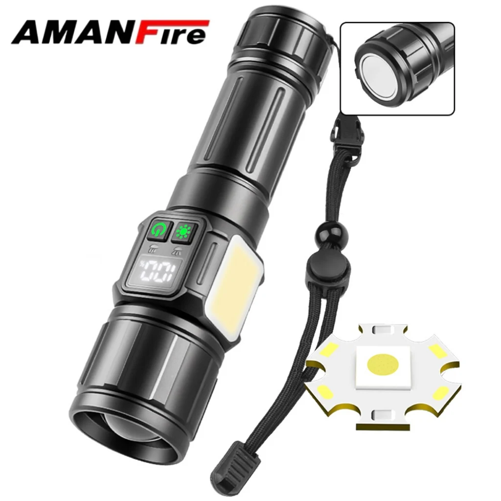 

Amanfire 1595 Tactical Flashlight 2000LM High Power Range 1200M Telescopic Zoom for Outdoor Torch