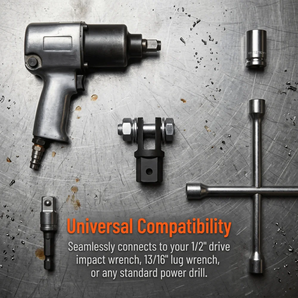 

Carbon steel Scissor Jack Drill Adapter Universal Sturdy Black 1/2 Inch Impact Wrench Adapter Tool Adapter Lifting Accessories