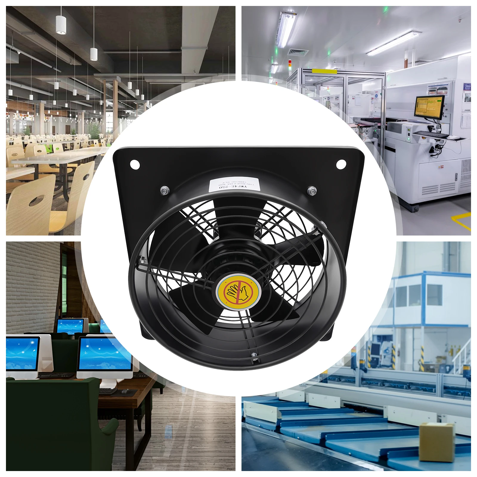 Industrial Extractor Fan With Plate Metal Carbon Axial Commercial Ventilator 110V 250Mm